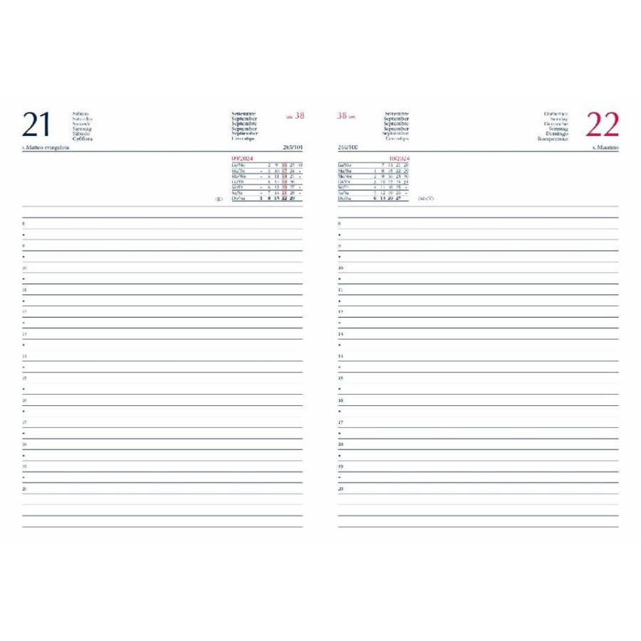 Agenda 2026 Giornaliera S/D separati 14,5x20,5 cm Gommato rosso