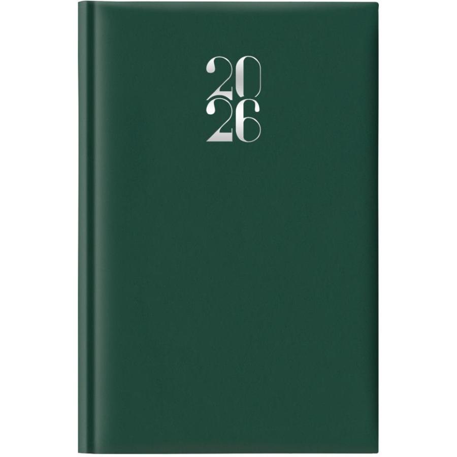 Agenda giornaliera 2026 formato 11 x 16,5 cm copertina verde gommata