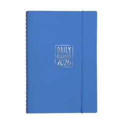 Agenda giornaliera Biembi 2026 azzurro spiralata con copertina in cuoio rigenerato 15x21cm
