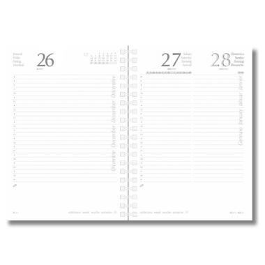 Agenda giornaliera Biembi 2026 azzurro spiralata con copertina in cuoio rigenerato 15x21cm