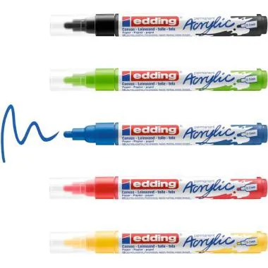 Pennarelli acrilici Edding 5100 punta tonda 2-3 mm tratto medio assortiti Conf.5 pezzi