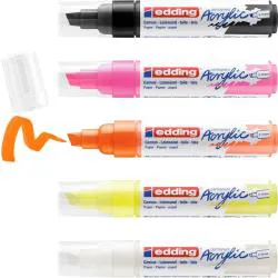 Marcatori acrilici tratto grande a scalpello 5-10 mm Conf. 5 assortiti neon