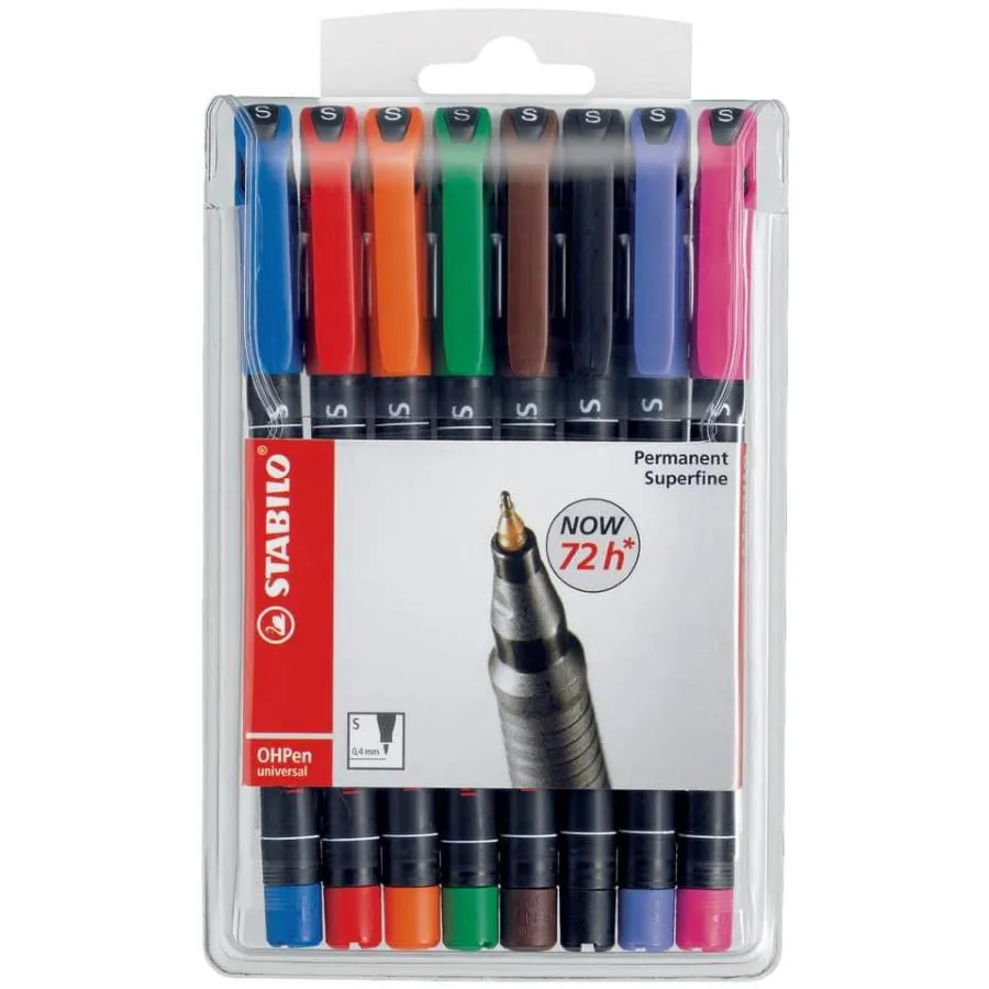 Pennarelli Stabilo OHPEN S (Super Fine 0,4mm) 8pz Assortiti
