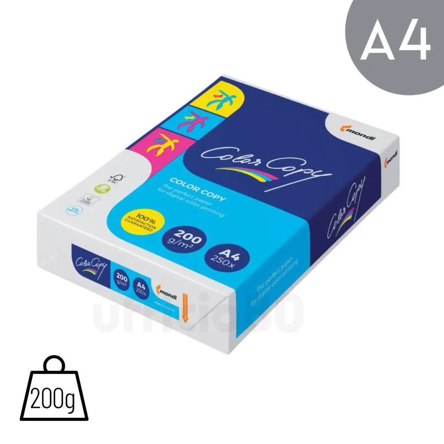 Cartoncino bianco per stampanti laser A4 Color Copy 200g Risma da 250 fogli