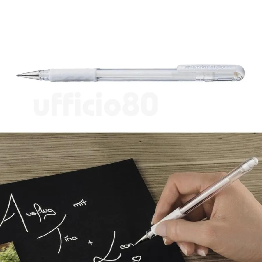 Penna Roller inchiostro Bianco Gel Hybrid grip Luna 0.8 mm