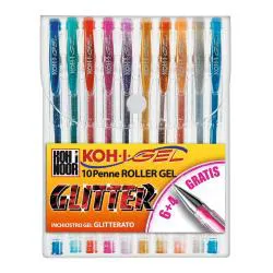 Penne gel KOH-I-NOOR assortiti 0,7mm con brillantini conf. da 10pz