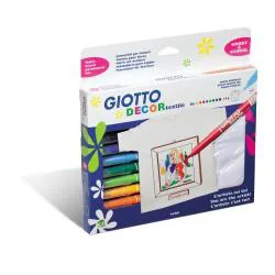 Pennarelli per tessuti GIOTTO Decor Textile tratto fine 1-3 mm assortiti astuccio da 8 + t-shirt bianca
