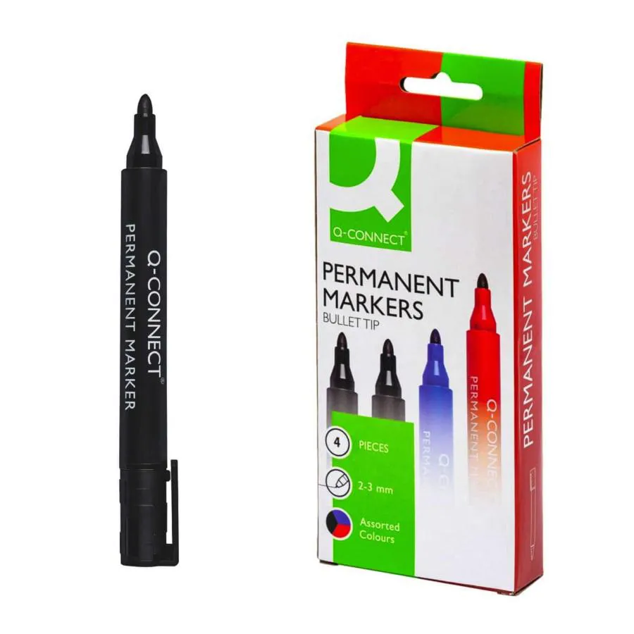 Marcatore permanente Q-Connect punta tonda 2-3 mm assortiti conf. da 4pz