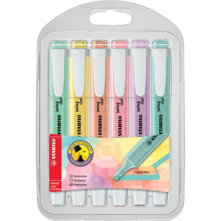 Evidenziatori Stabilo Swing Cool Pastel 1-4 mm assortiti Conf. 6 pezzi