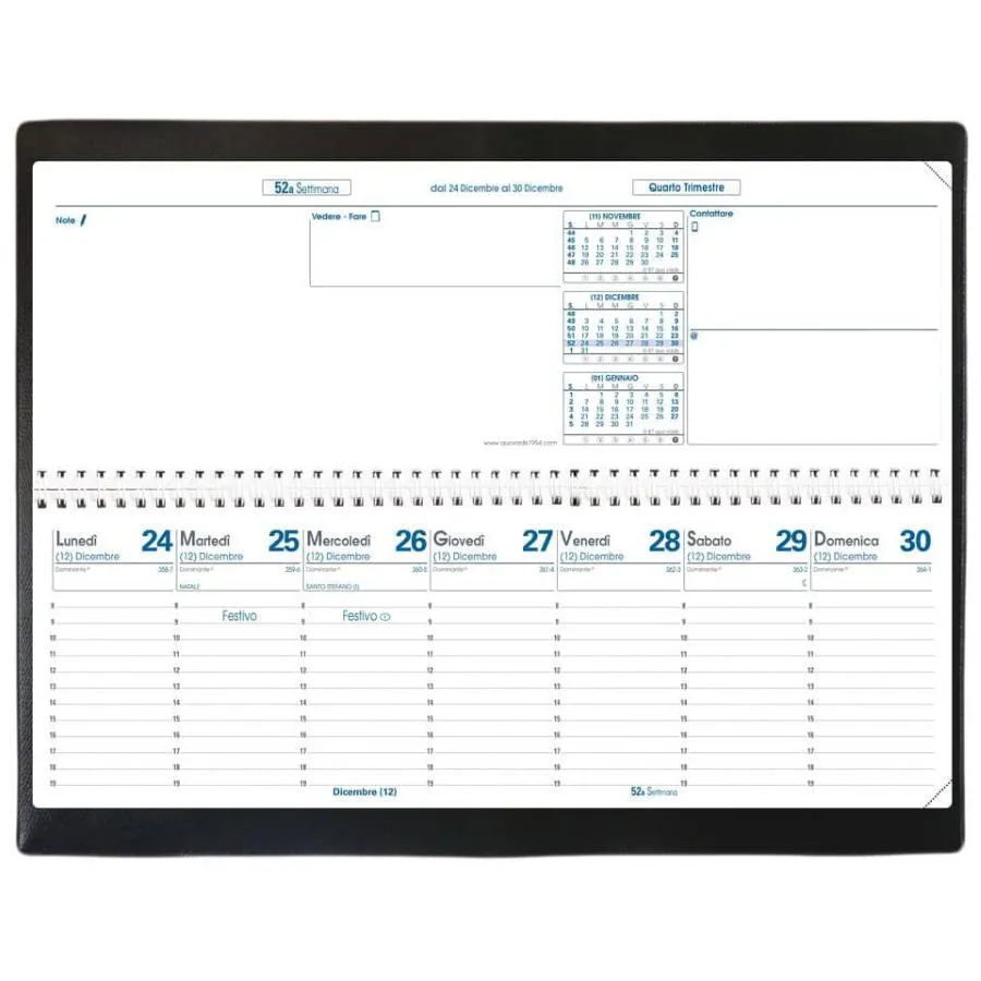 Agenda Planning settimanale 2026 Quo Vadis Agendascop 30x10 cm - Impala nero