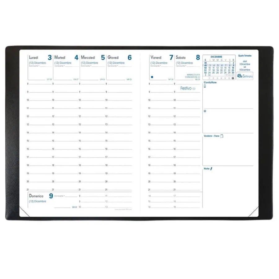 Agenda settimanale 2026 Quo Vadis Rigiro - Impala 9x12,5 cm nero