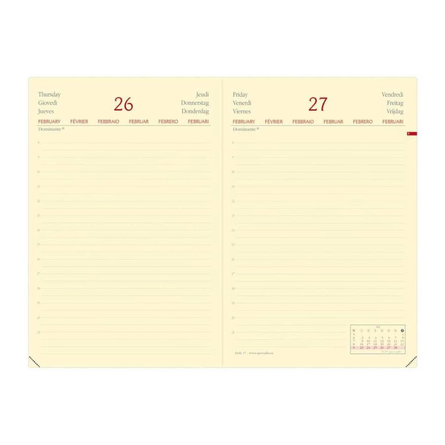 Agenda giornaliera 2026 Quo Vadis Daily 17 Prestige Silk 12x17 cm rosso