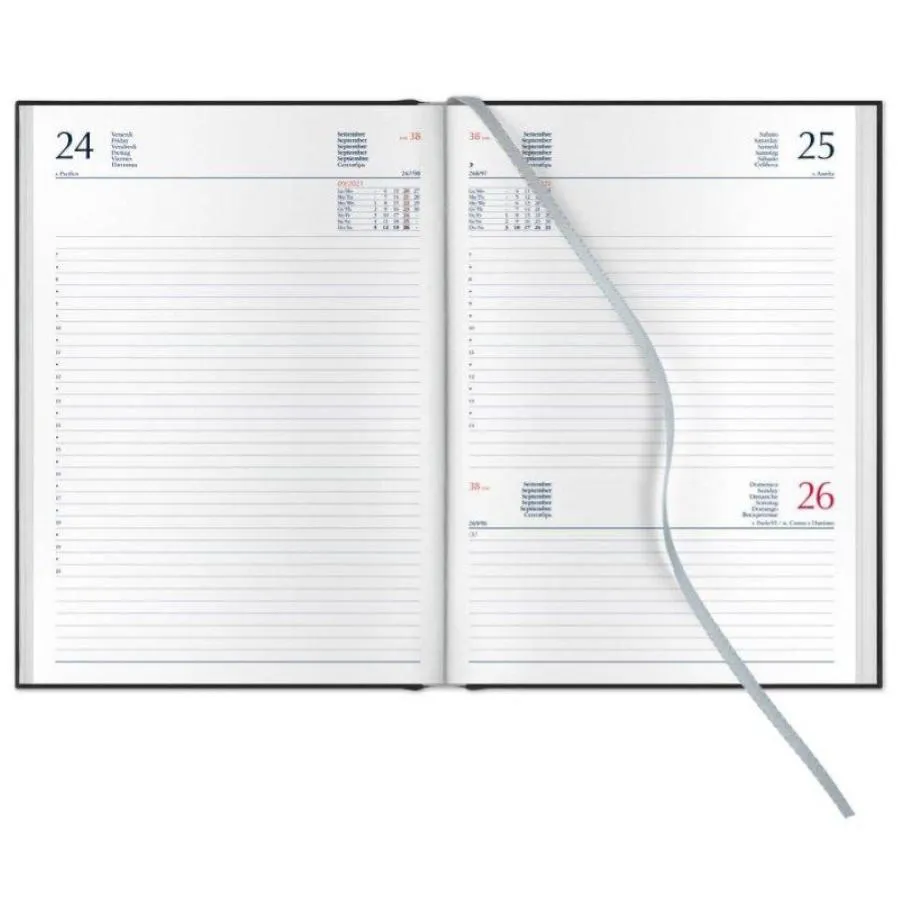 Agenda 2026 Giornaliera S/D abbinati 17x24 cm Gommato rosso