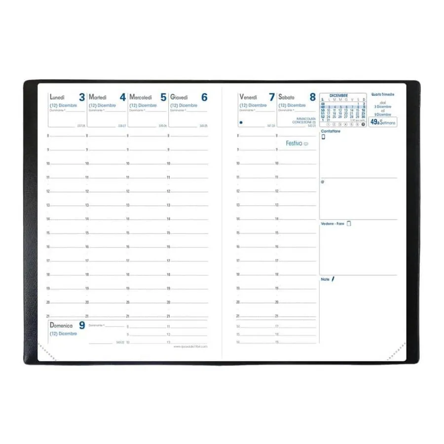 Agenda settimanale 2026 Quo Vadis Affari Impala 10x15 cm nero