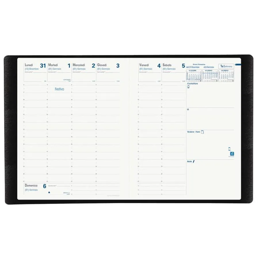 Agenda settimanale 2026 Quo Vadis Presidente Riciclata Equology Multi 21x27 cm rosso
