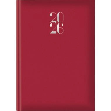 Agenda 2026 Giornaliera S/D abbinati 17x24 cm Gommato rosso