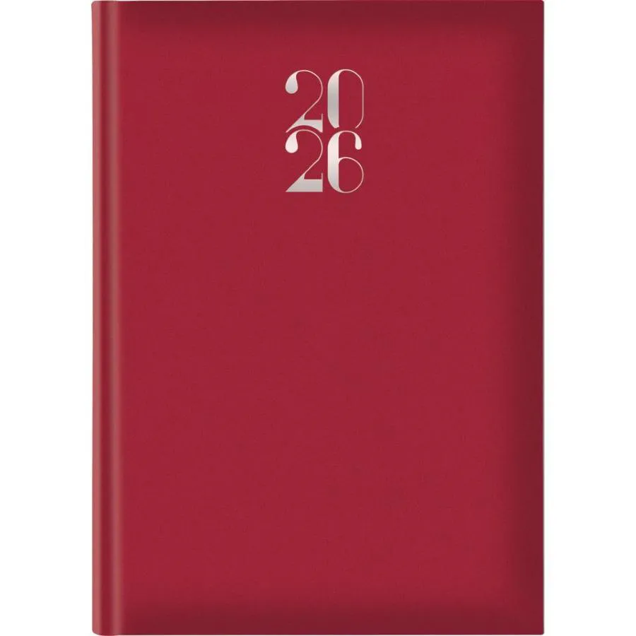 Agenda 2026 Giornaliera S/D abbinati 17x24 cm Gommato rosso