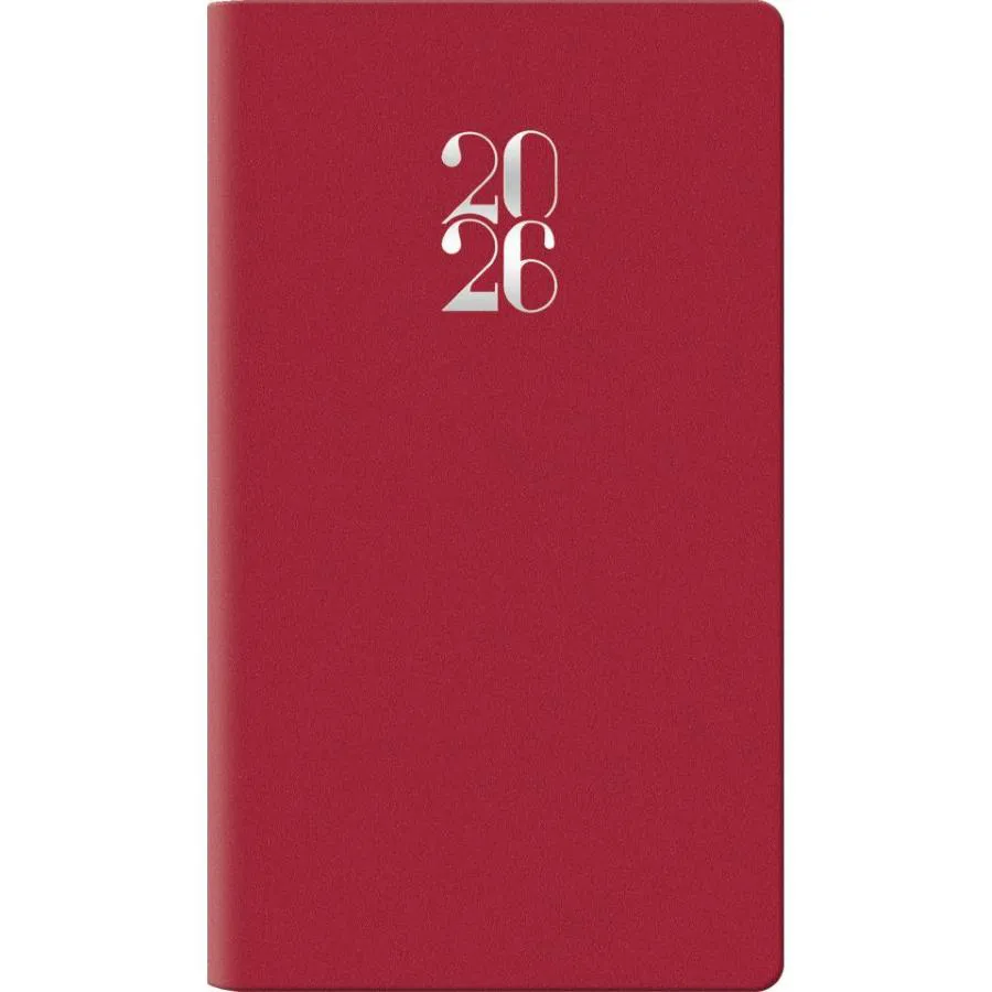 Agenda 2026 Settimanale tascabile 8x14 cm Gommato rosso
