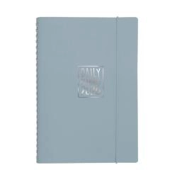 Agenda giornaliera Biembi 2026 grigio spiralata con copertina in cuoio rigenerato 15x21cm