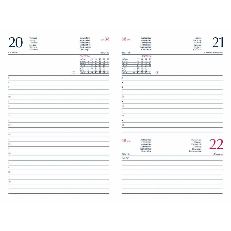 Agenda 2026 Giornaliera S/D abbinati 11x16,5 cm Gommato blu 26-062100401C