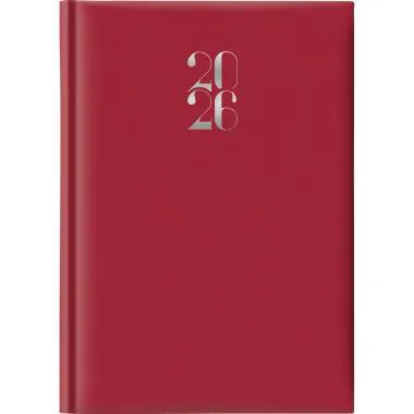 Agenda 2026 Giornaliera S/D separati 14,5x20,5 cm Gommato rosso