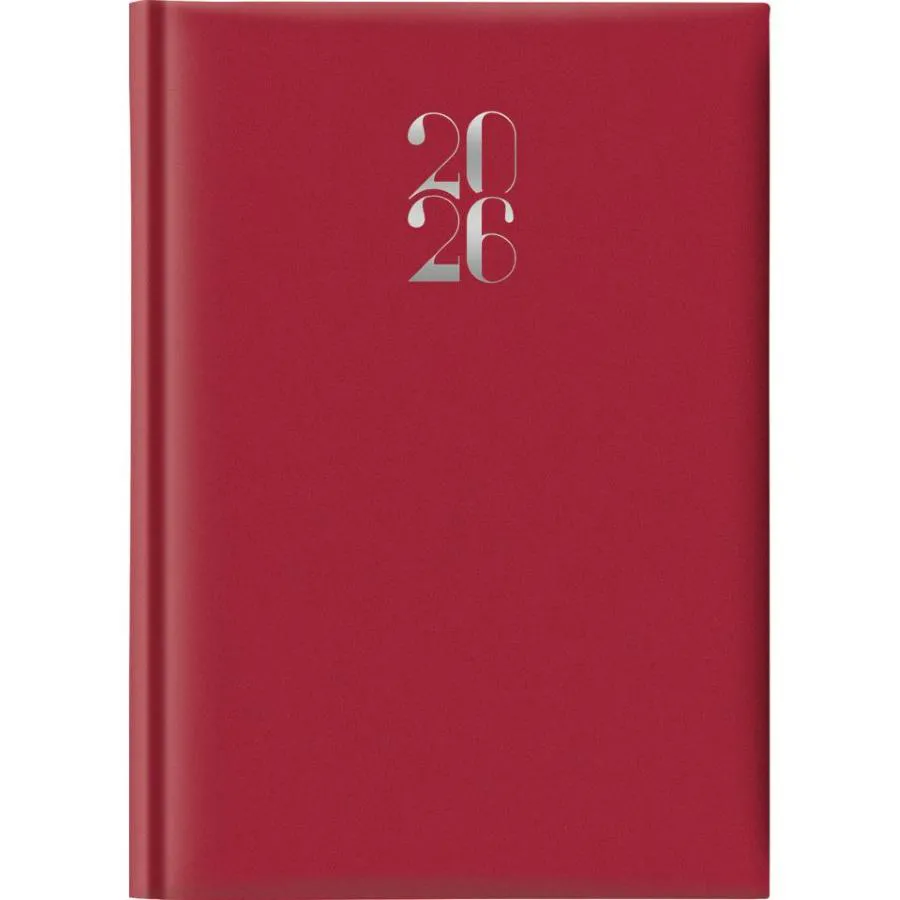 Agenda 2026 Giornaliera S/D separati 14,5x20,5 cm Gommato rosso