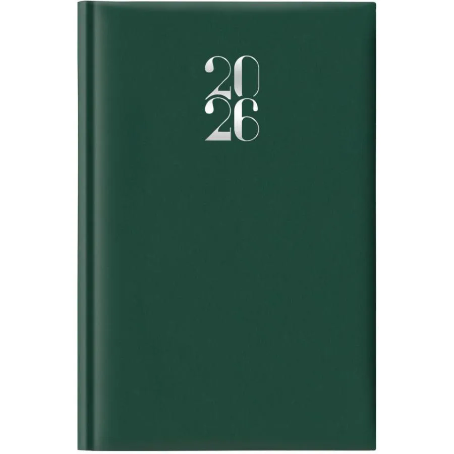 Agenda giornaliera 2026 formato 11 x 16,5 cm copertina verde gommata